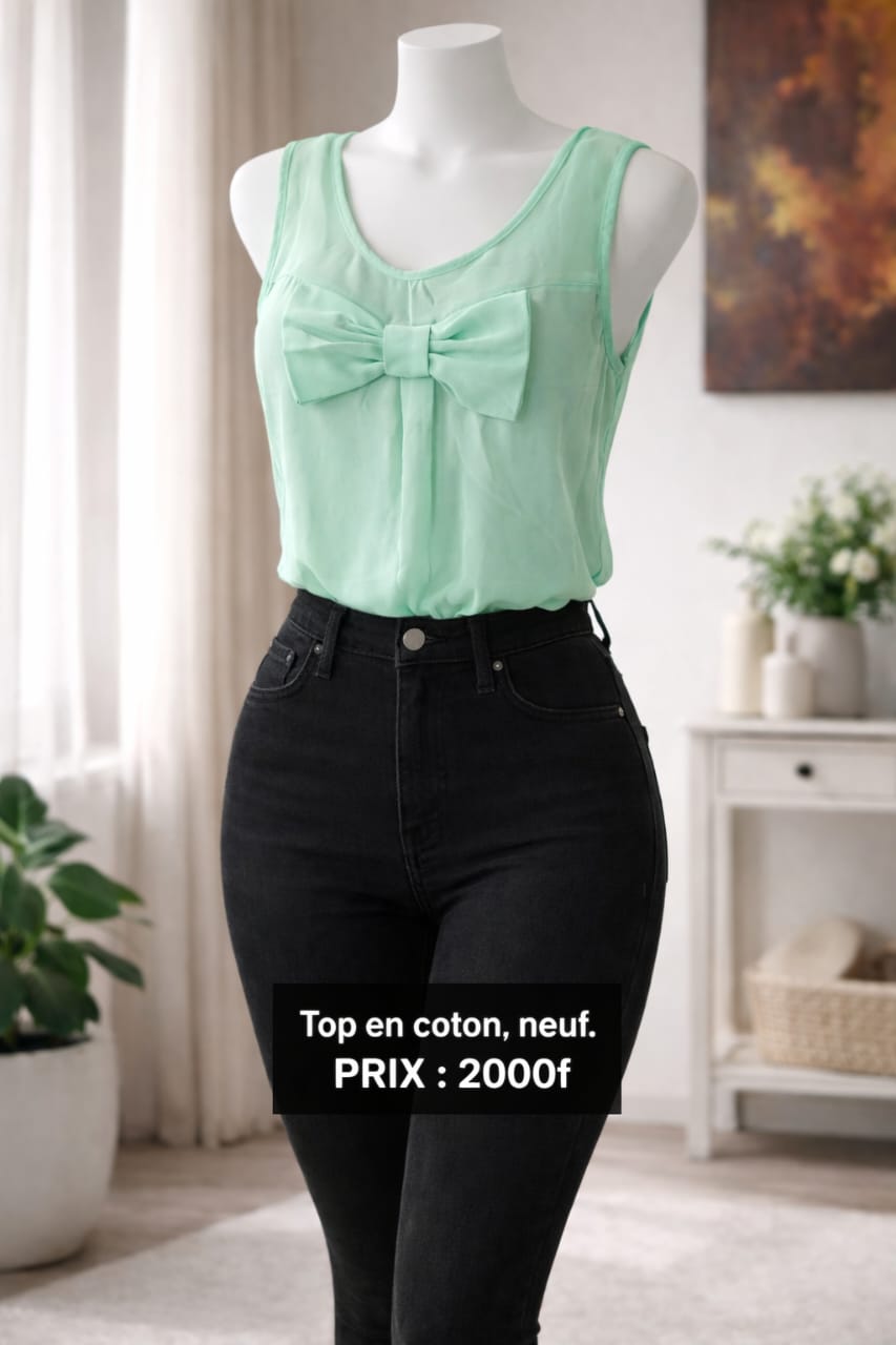 Haut vert en coton- Elégance & douceur au quotidien