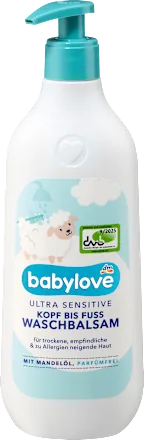 Babylove ultra sensitive, Baume de lavage tête-à-pied ultra sensible, 500 ml